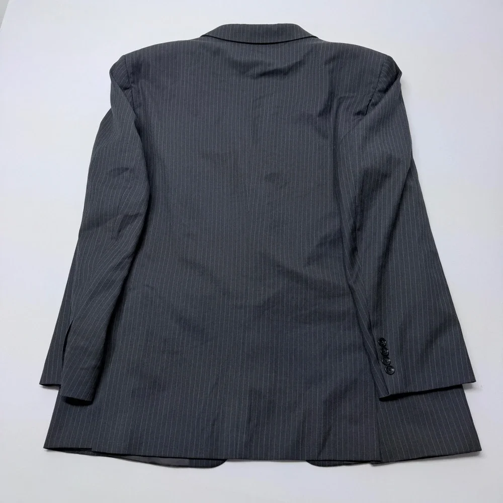 Jones New York 100% Wool Pinstripe Blazer Charcoal Grey Suit Jacket RN